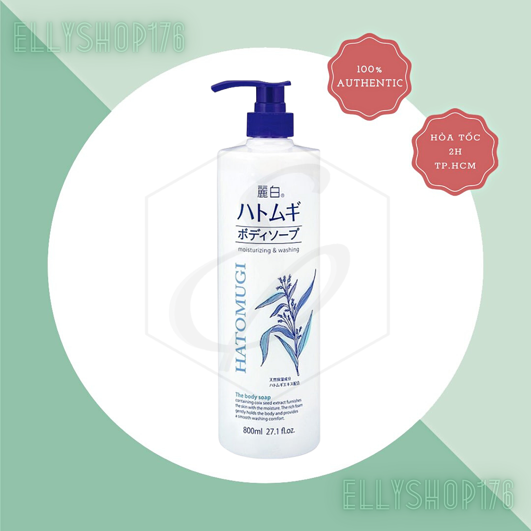 Sữa tắm dưỡng ẩm, trắng da Hatomugi Moisturizing Washing- 800ml